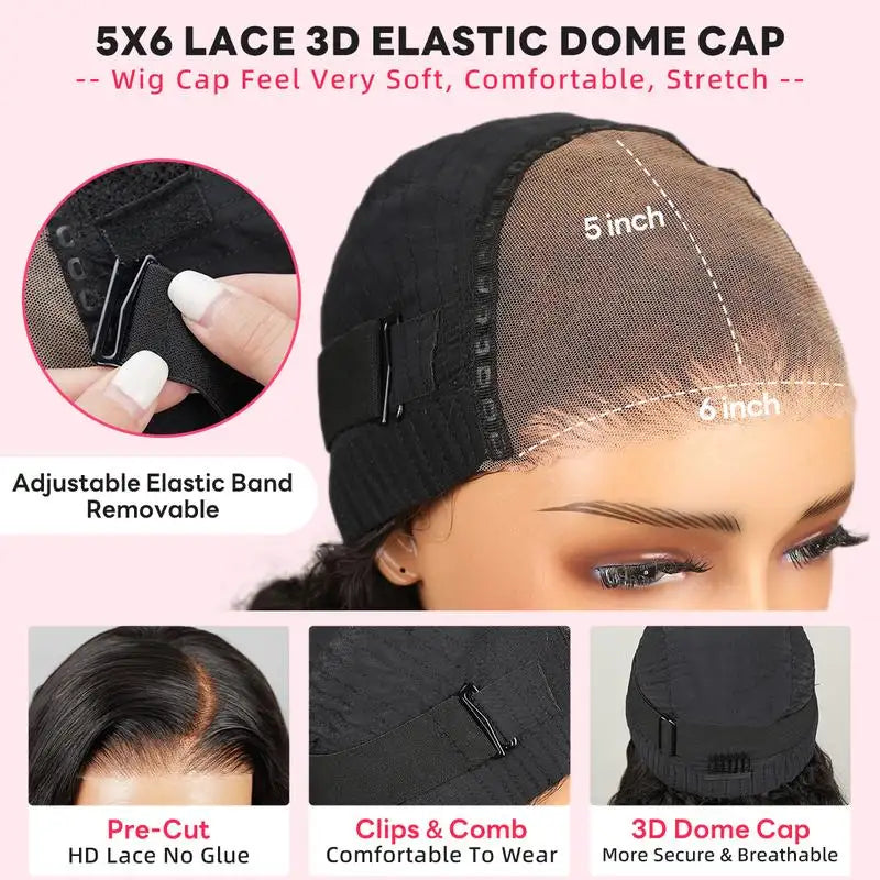 Pre-cut Glueless 6x5 Bob Wig - Wavy Ombre Highlights