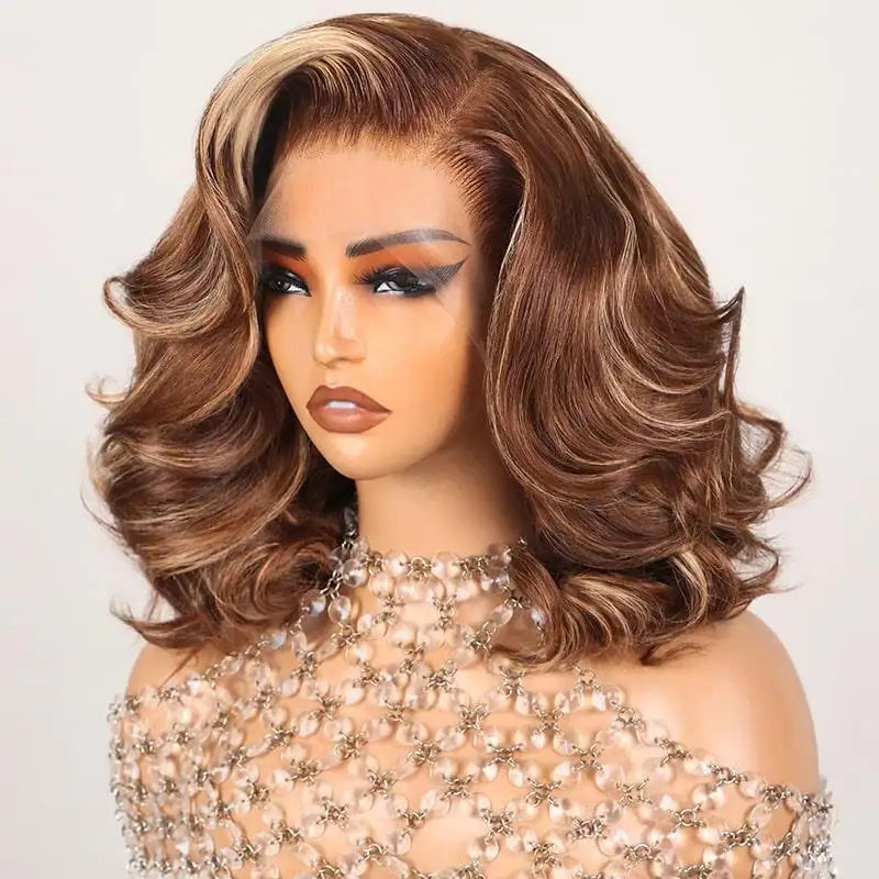 Glueless Bob Wig - Wavy Ombre Highlights