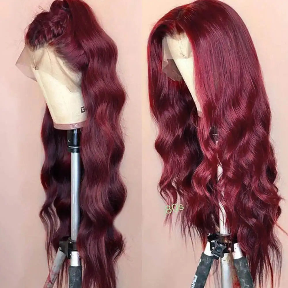 Glueless 13x4 Luxury Lace front Wig- Red 99J Body Wave