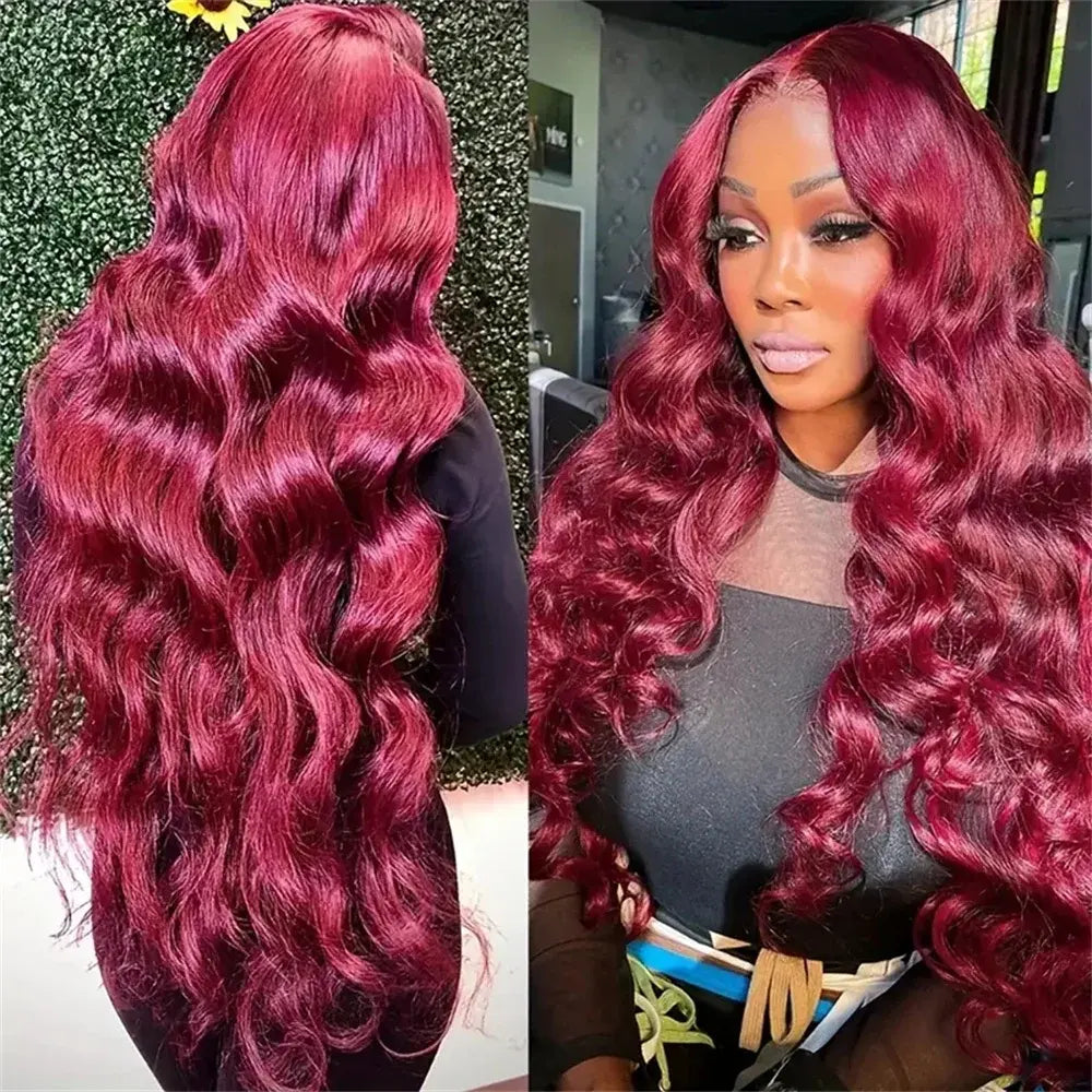 Glueless 13x4 Luxury Lace front Wig- Red 99J Body Wave